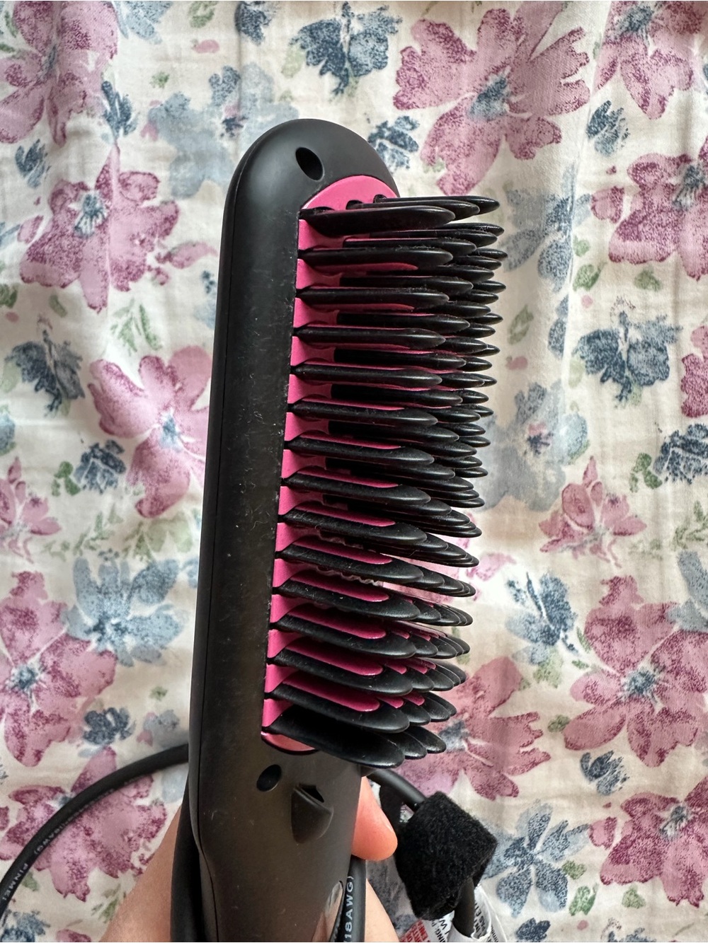 Black & Pink Heated Hair Straightening Brush - Unbranded